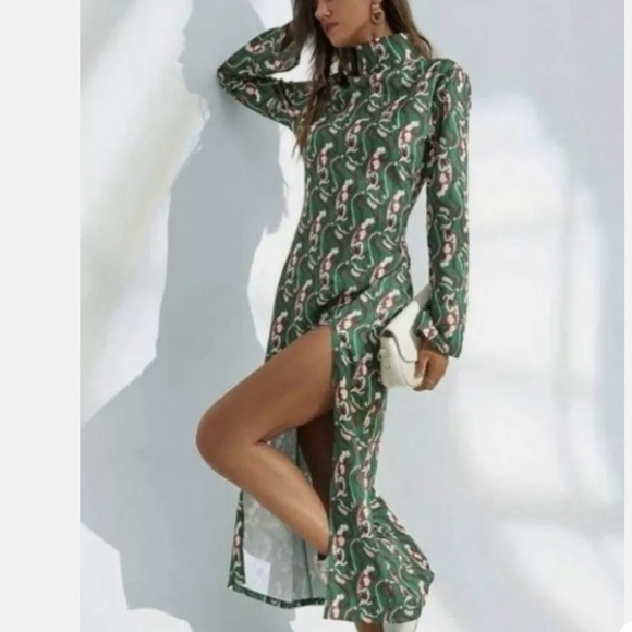 Zara Green Floral Print Maxi Dress - Picture 6 of 7